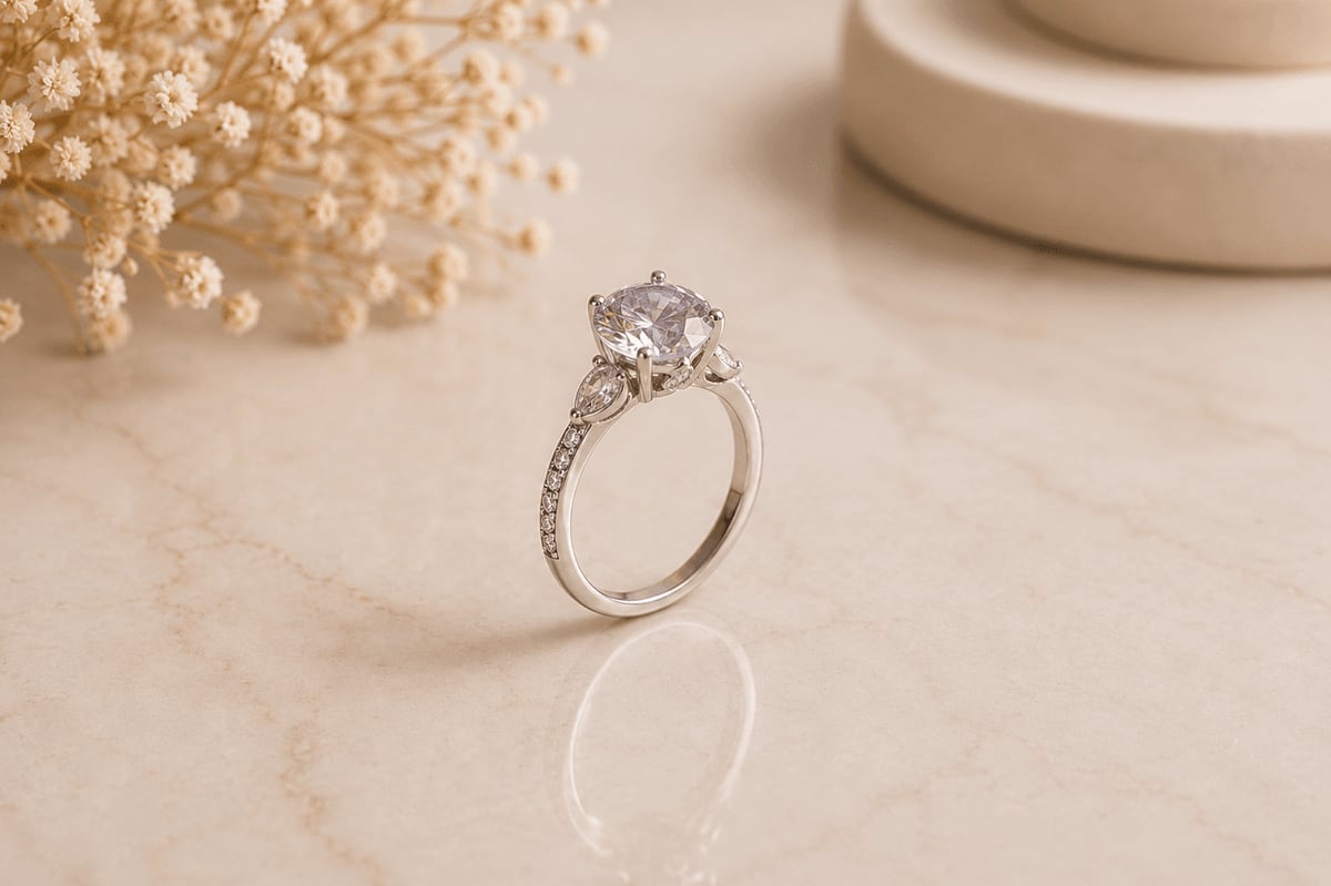 Lavender CZ Sunburst Halo Ring
